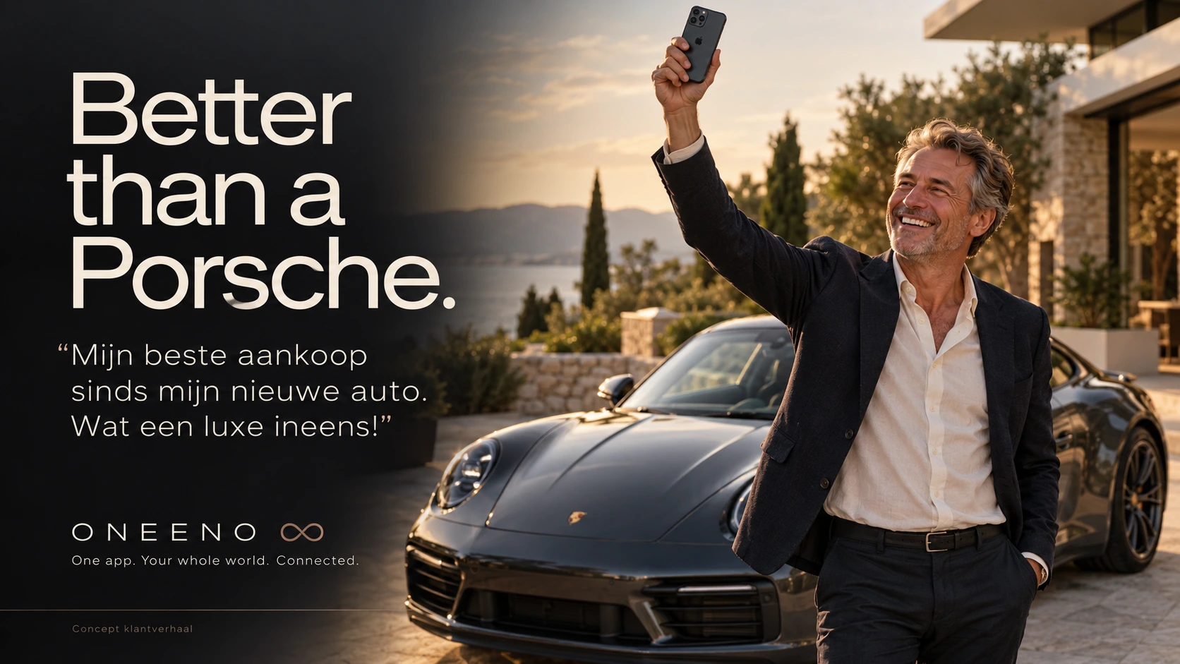 Campaign image: an entrepreneur by his sports car, with the words Better than a Porsche